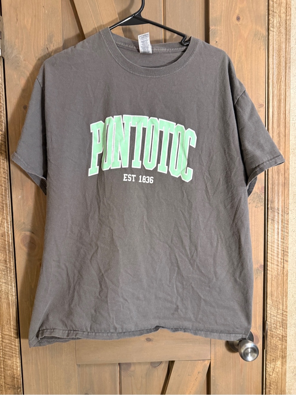 Gildan Charcoal Tee with Mint Green Pontotoc Graphic